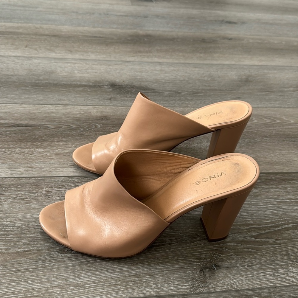 VINCE Leather Nude Mules